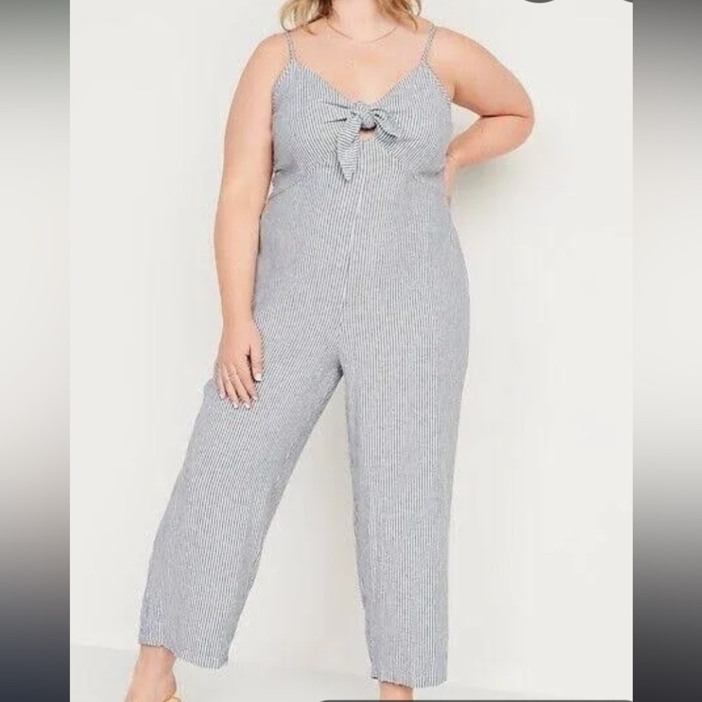 NWT Old Navy Blue and White Striped Jumpsuit